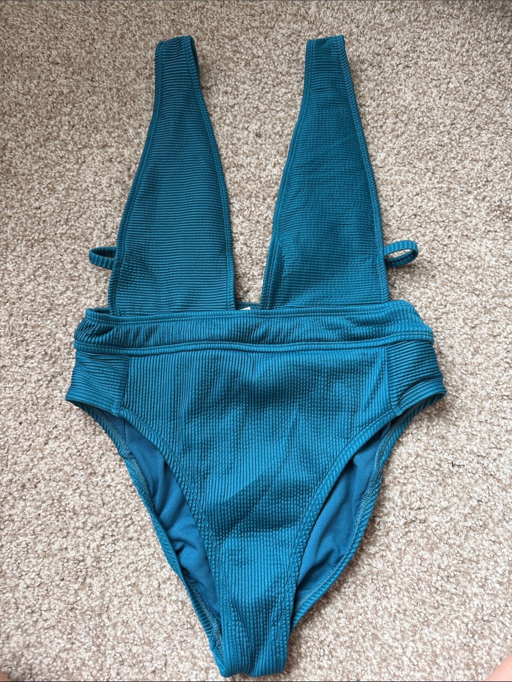 The Bikini Lab Teal Ribbed One-Piece Swimsuit